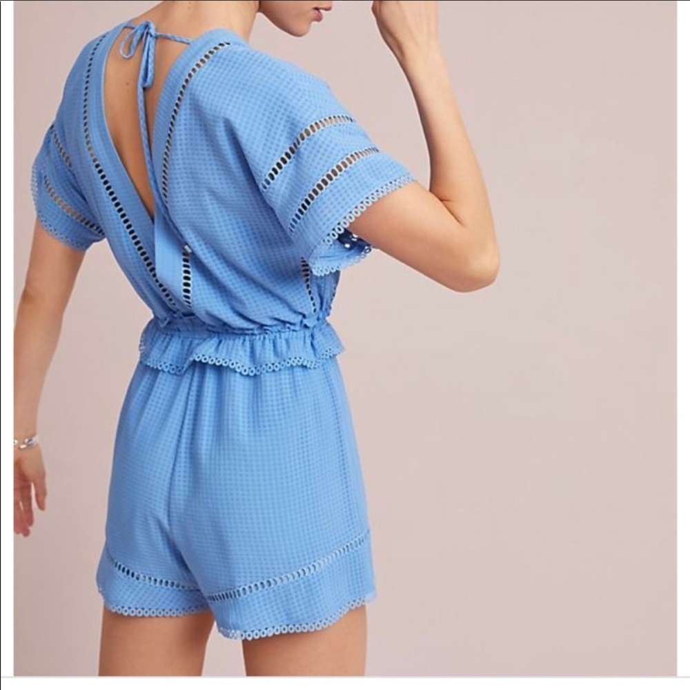 Adelyn Rae “Cassie Paperbag” Romper Blue M